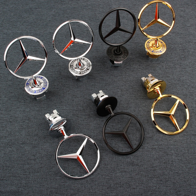 1 ❤ Logo Dán Mui Xe Hơi Benz W210 / W221 W212 / W204 Bằng Kim Loại