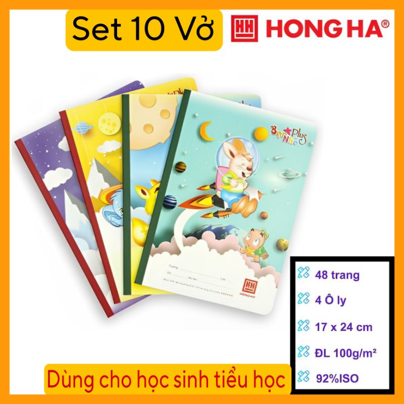 Set 10 Vở 4 ô ly Hồng Hà 48 trang School Bạn nhỏ Plus [ 0509 ]