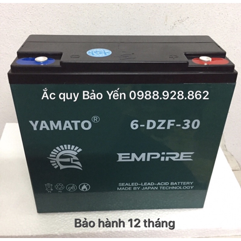 Ắc quy EMPIRE 12V-30Ah YAMATO cao cấp, ắc quy xe máy điện, bảo hành 1 năm