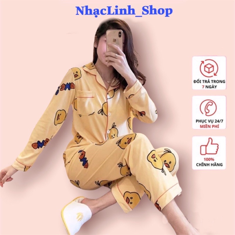 Pijama- Bộ Ngủ Nữ Cotton Dài Tay Quần Dài Chất Cotton Mềm Mại