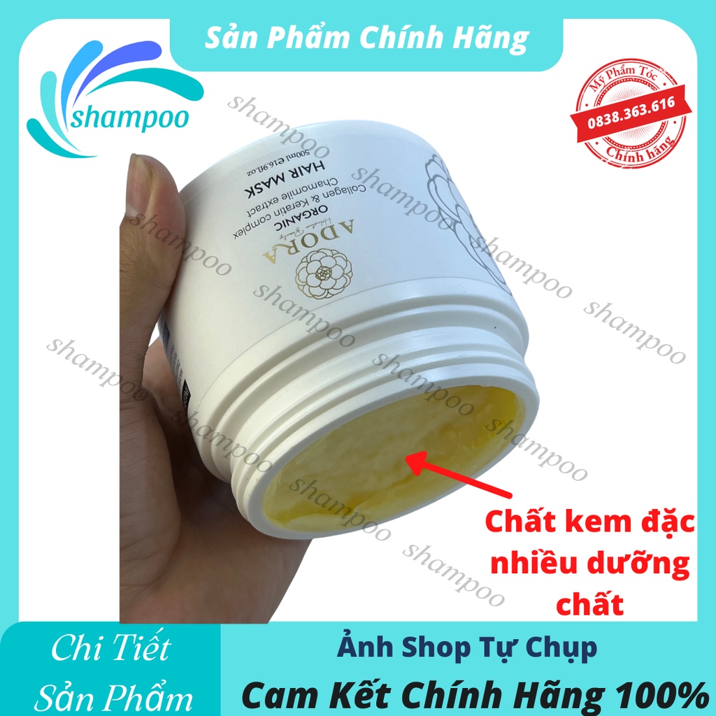Kem ủ tóc phục hồi siêu mượt collagen ADORA organic dưỡng tóc chuyên sâu