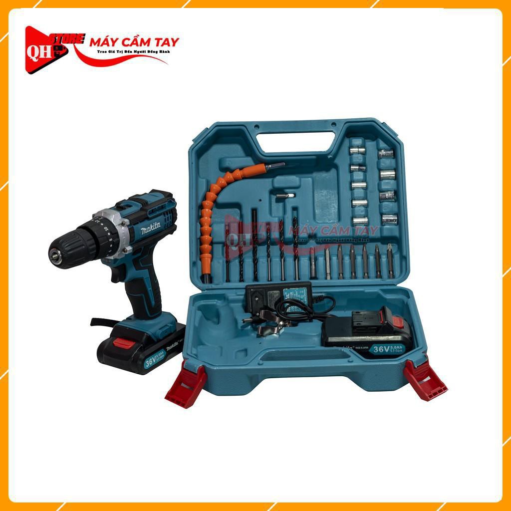 MÁY KHOAN PIN 36V MAKITA DDC-771. 3 CHỨC NĂNG CÓ BÚA- TẶNG KÈM 24 CHI TIẾT GỒM CÁC MŨI KHOAN+ MŨI BẮT VÍT