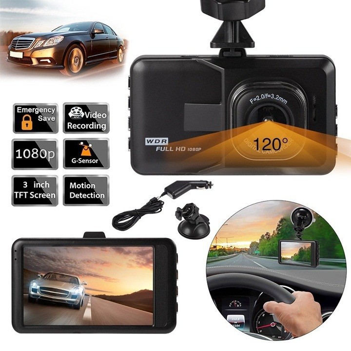 camera hành trình oto full HD 1080p MÀN 3ich nhỏ gọn dễ lắp đặt X1