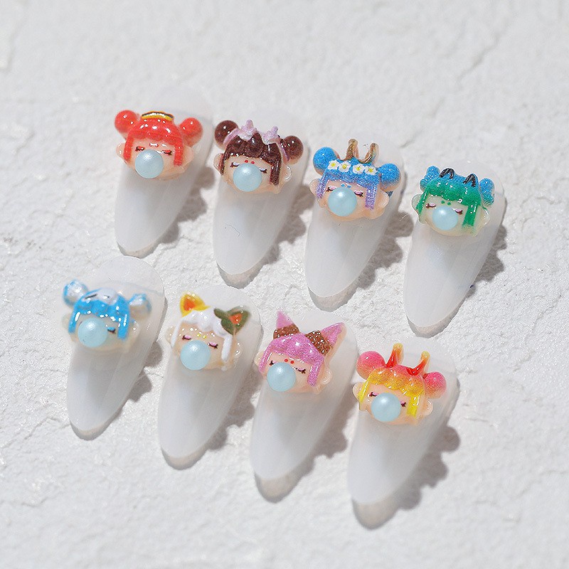[Hàng mới về] Set 8 phụ kiện đính móng tay hình hoạt hình xinh xắn làm đẹp cho nữ