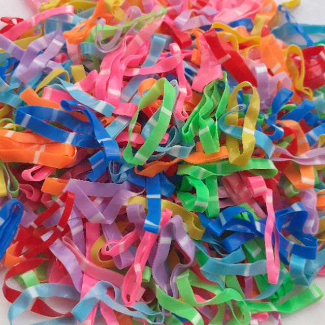 Túi zip 100g Thun cột tóc sọc nhiều màu bản đại (0.4×3cm)