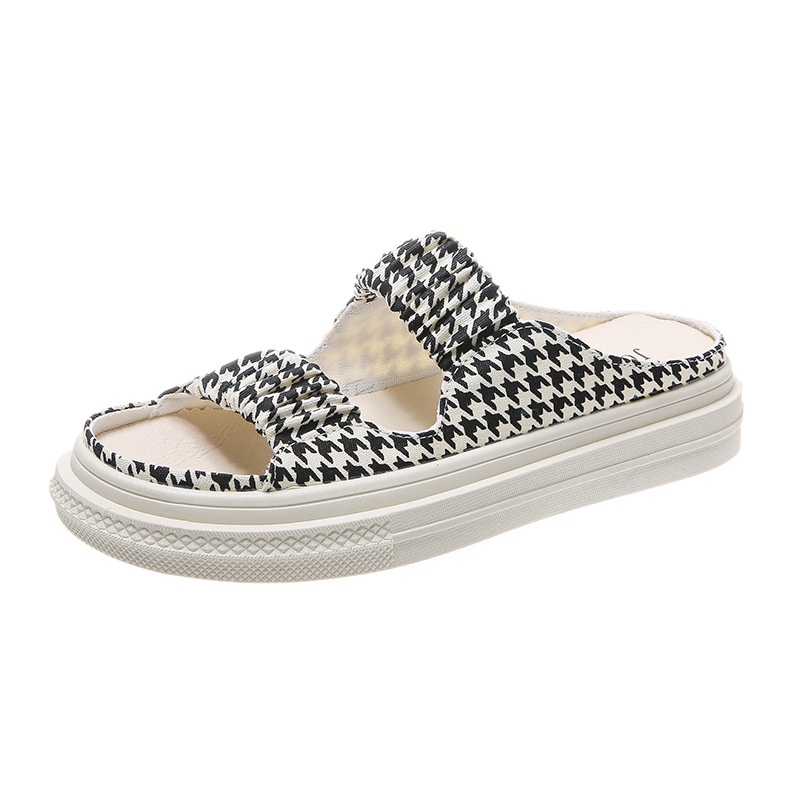 Dép quai ngang MS Tth077 canvas co giãn thời trang cho nữ