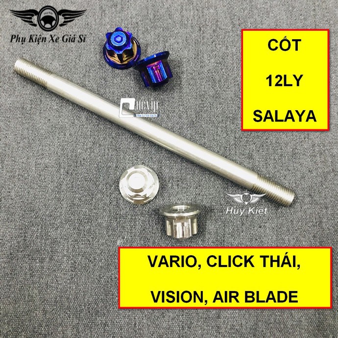 Cốt Trục Bánh Xe Trước + Tán Salaya Inox Hoặc Titan Xe Vario 2015 - 2020,Vision 2014 - 2020,AB 2010 - 2020 12 Ly MS3406