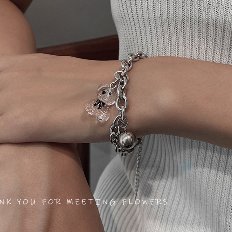 Vòng Tay Mặt Gấu Ba Chiều Trong Suốt Thời Trang Hàn Quốc JP5K9