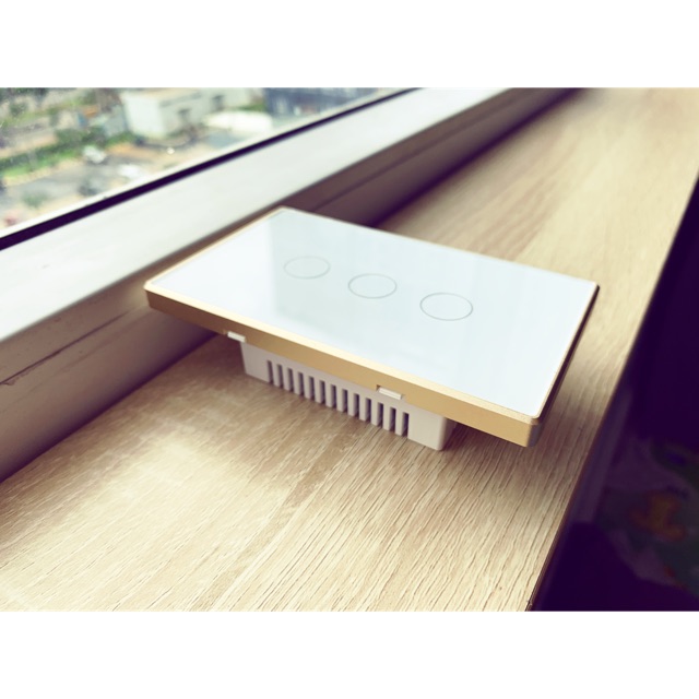 Công tắc thông minh viền nhôm cao cấp Tuya Smart life kết nối wifi, mẫu mới 2020, 3 màu Trắng, Đen, Vàng Gold-Cần dây N