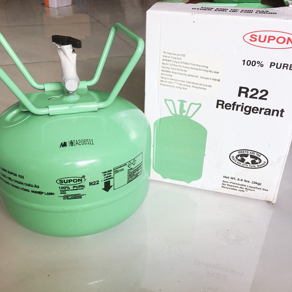 Gas lạnh điều hòa R22 Supon 3KG, Môi chất lạnh R22