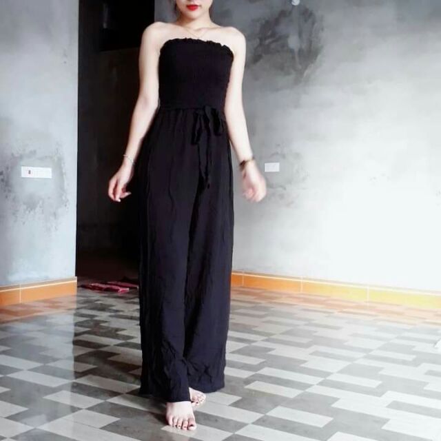 Jumpsuit cúp ngực ống rộng