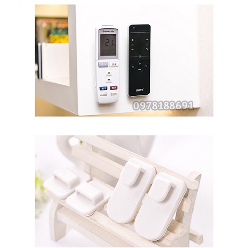 Vỉ 2 Móc Dán Tường Treo Điều Khiển Bằng Nhựa Tiện Lợi