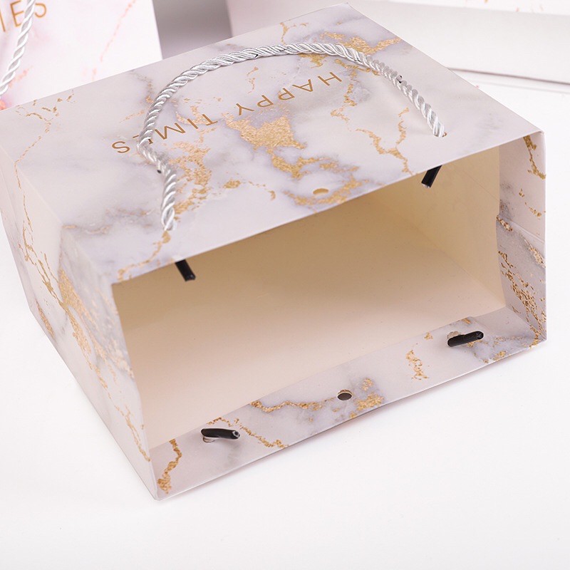 Túi Giấy Hộp Đựng Quà Trang Trí Vân Đá Cao Cấp, Sang Trọng-  TẶNG DÂY NƠ 18x10x16cm, 25x12x20cm, 36x12x25cm