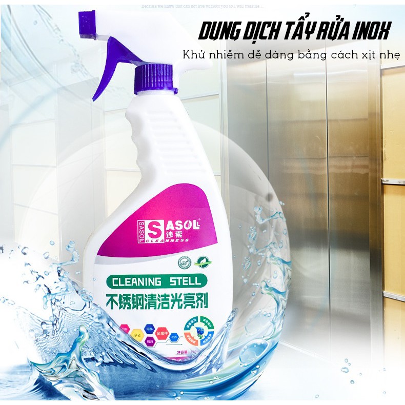 Dung Dịch Làm Sạch, Tẩy Rửa Và Đánh Bóng Bề Mặt Inox Thang Máy Cao Cấp 500ml