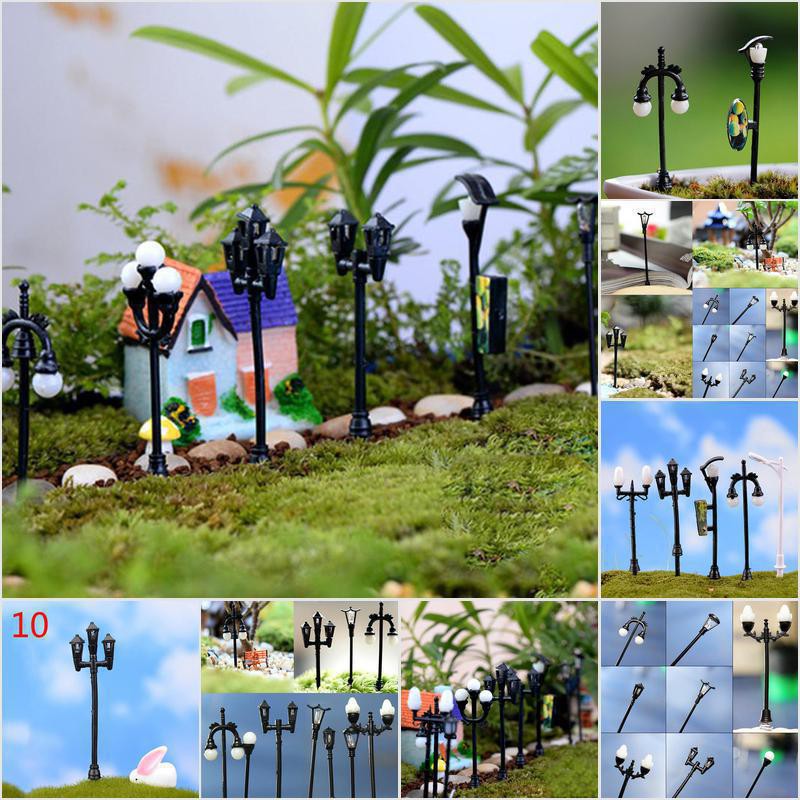 [HoMSI] Black Streetlights Miniature Dollhouse Garden Fairy DIY Plant Flower Pot Decor SUU