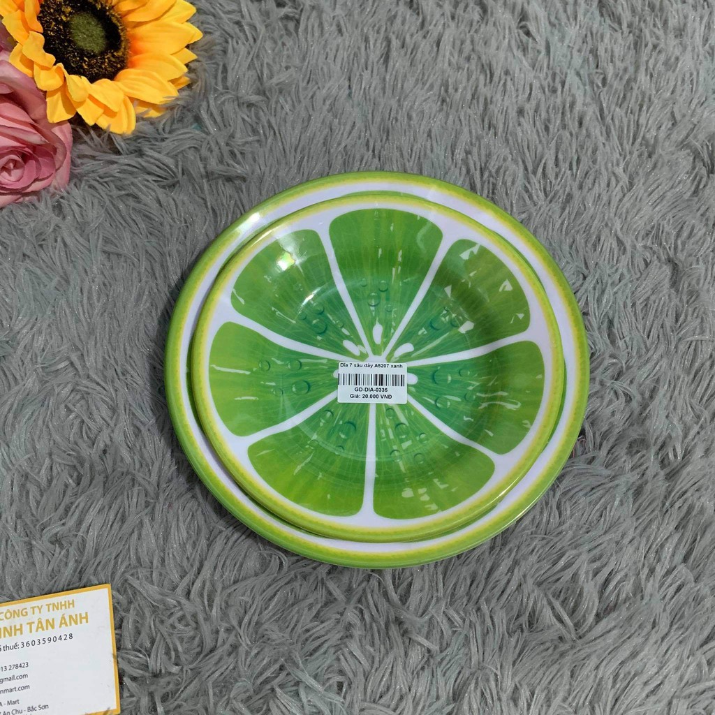 Đĩa nhựa melamine sâu dày màu xanh
