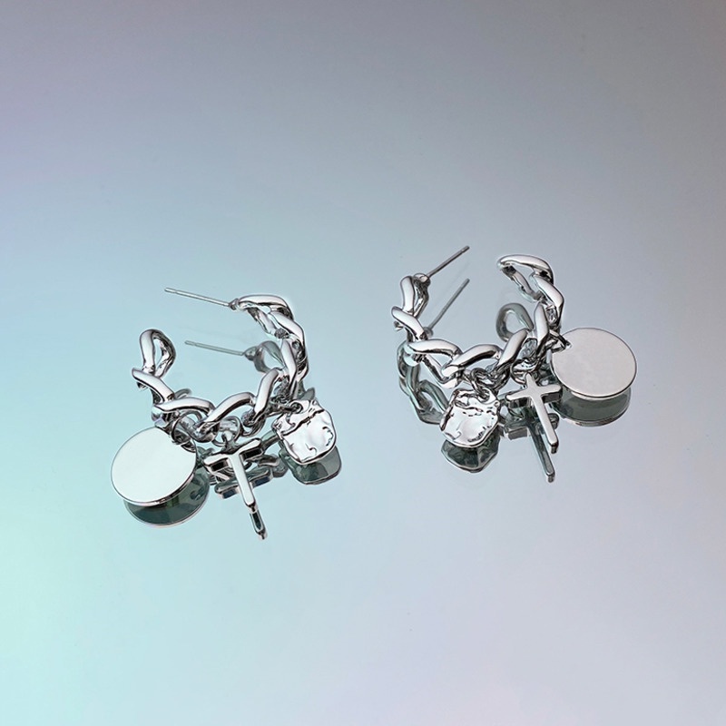 Khuyên Tai Kim Loại Hình Chữ Thập Thời Trang Cá Tính Cho Nữ