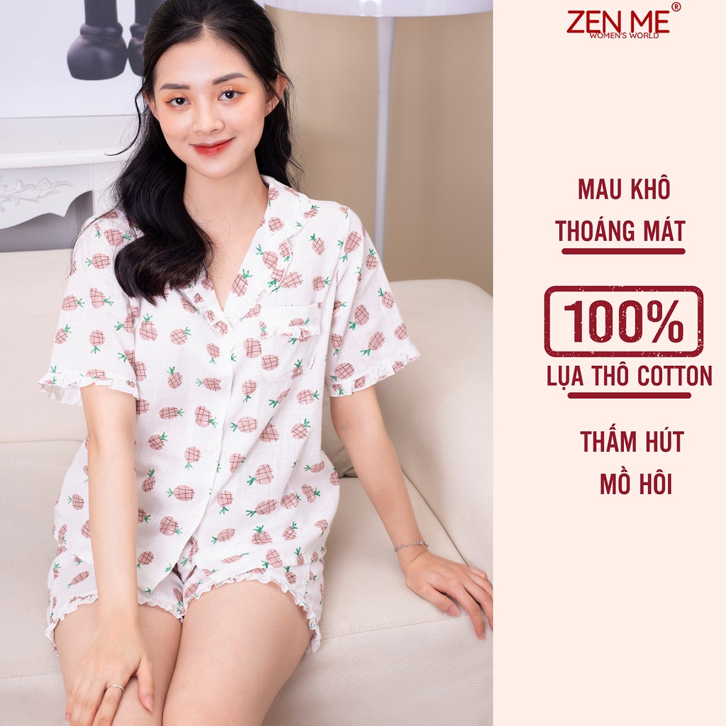 Đồ Bộ Nữ Mặc Nhà Chất Liệu Thô Cotton Họa Tiết Dễ Thương PJCB0722, Zen Me Women's World