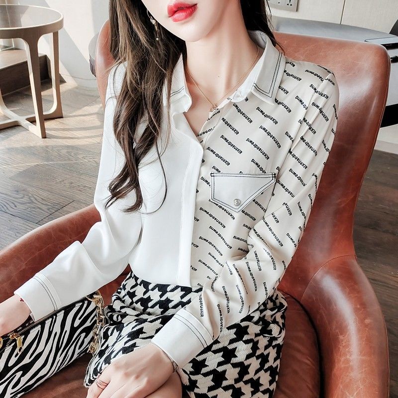 Satin shirt women's spring and autumn long sleeve spring 2021 new professional Chiffon Top design sense niche wrinkle resistant shirt