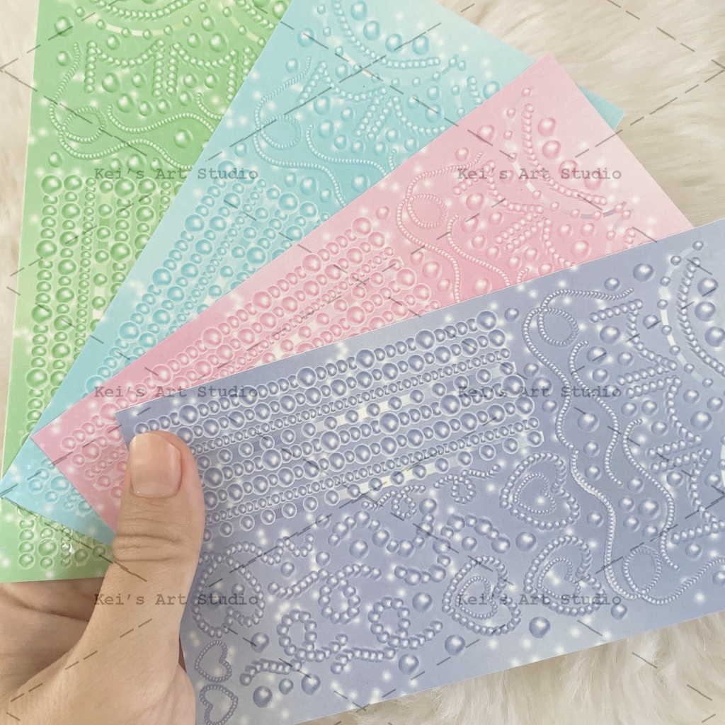 Sticker nhãn dán hình viên ngọc - pearl cán hologram