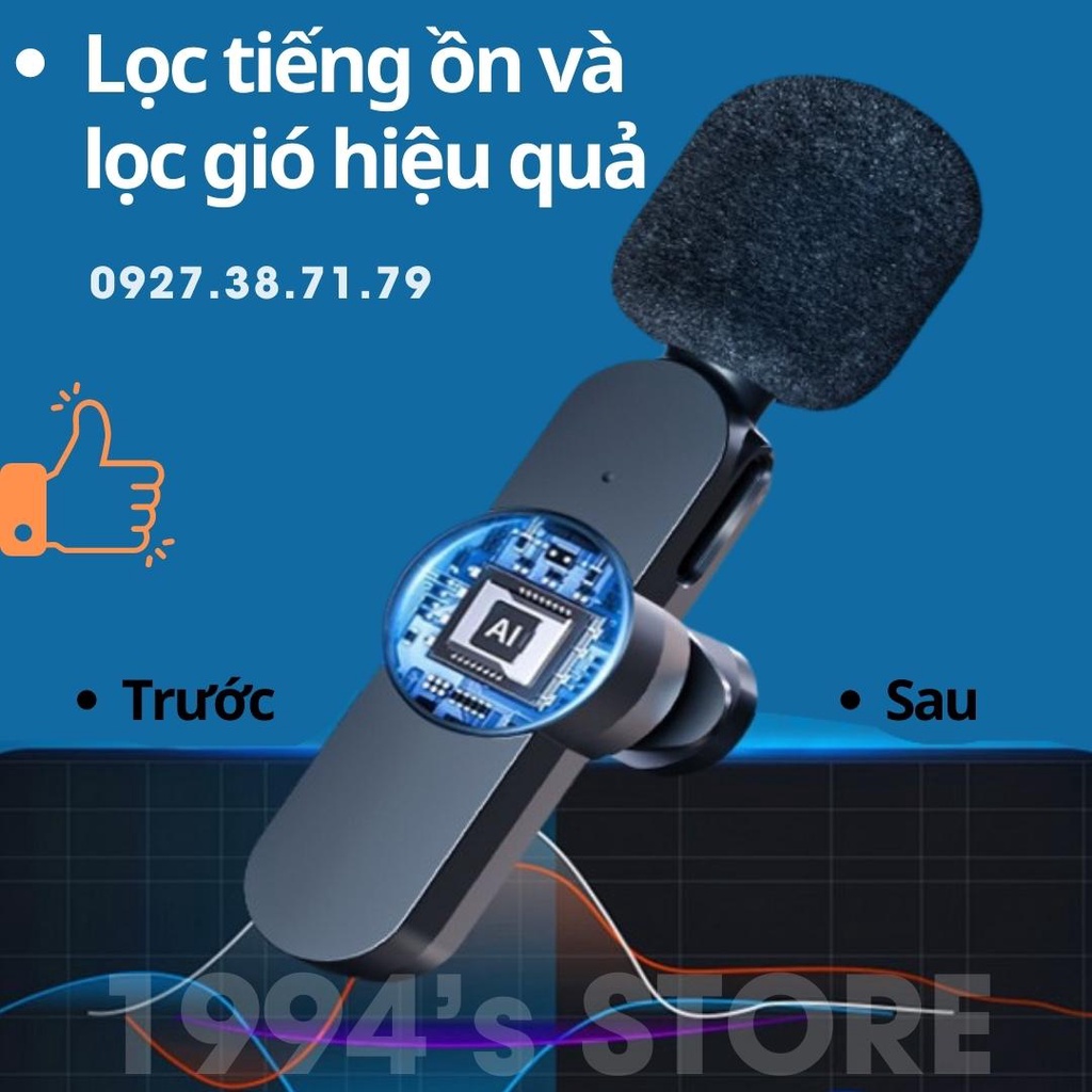 Micro không dây cài áo Version 2 - kết nối 2.4G xa 20m - Dùng để livestream, quay vlog, Tiktok, dạy học Online, bán hàng