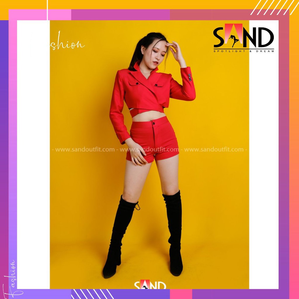 (Ảnh thật - Freeship) Áo Khoác Vest Croptop Nữ Màu Đỏ dáng ôm gợi cảm