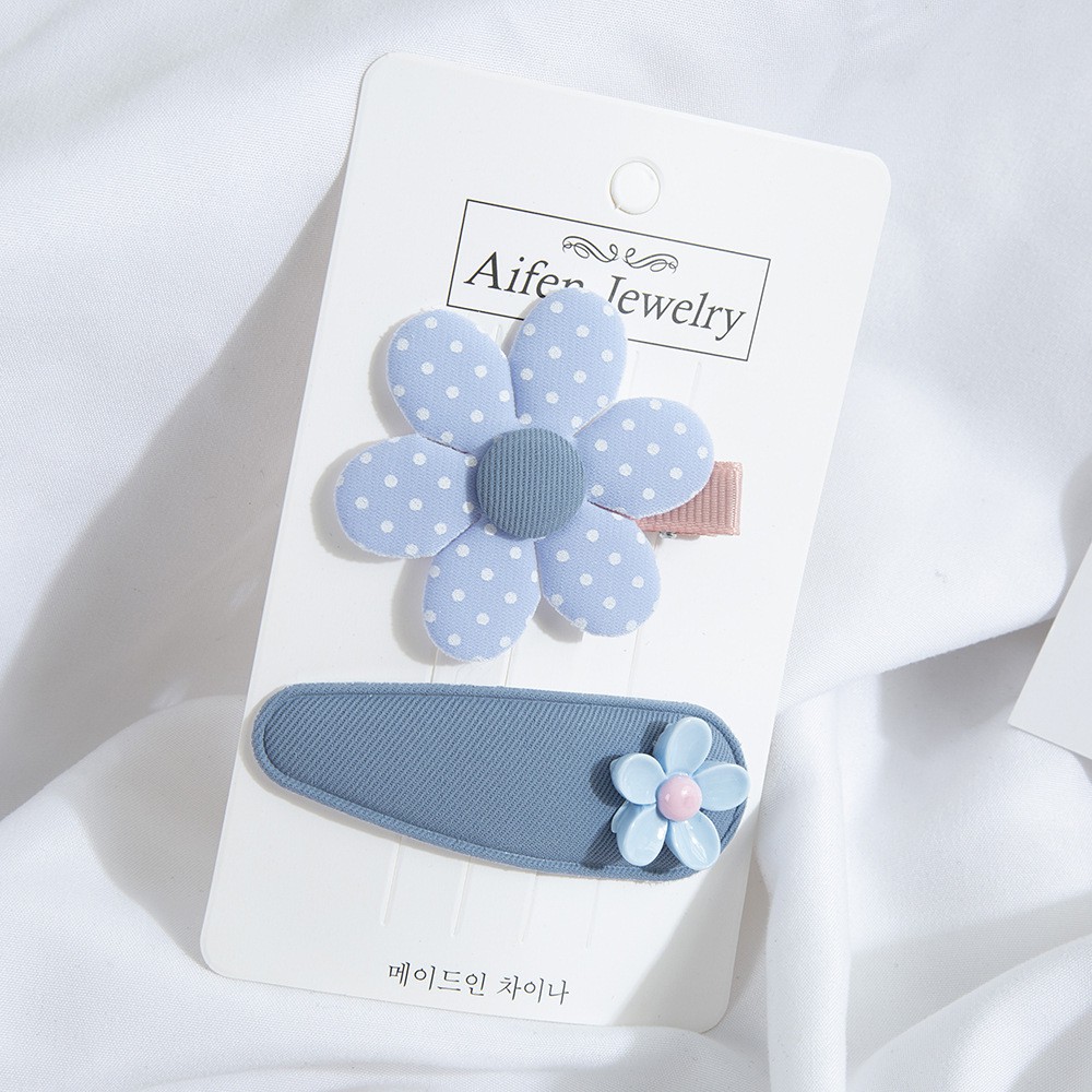Set 2 Kẹp Tóc Vải Hình Hoa Đơn Giản Phong Cách Hàn Quốc Cho Nữ
