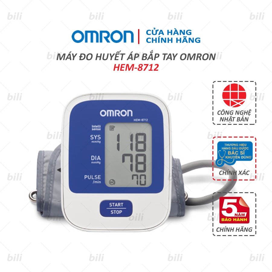 Máy đo huyết áp bắp tay tự động OMRON HEM-8712 - Thương hiệu Nhật Bản - Bảo hành 5 năm