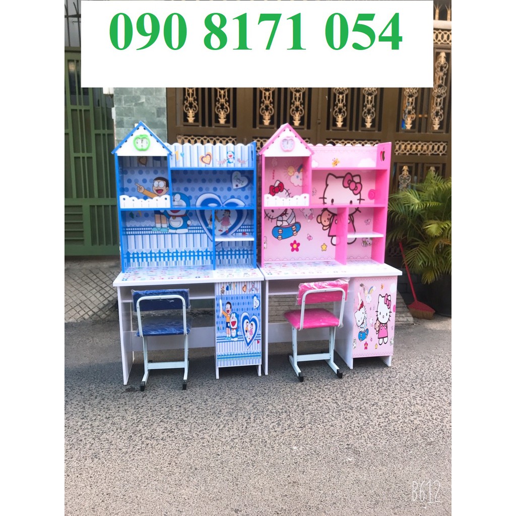 bàn học sinh cho bé tiều học, hình ảnh dễ thương mẫu mới 2021, bàn học sinh doremon, kitty, siêu nhân nhện, công chúa