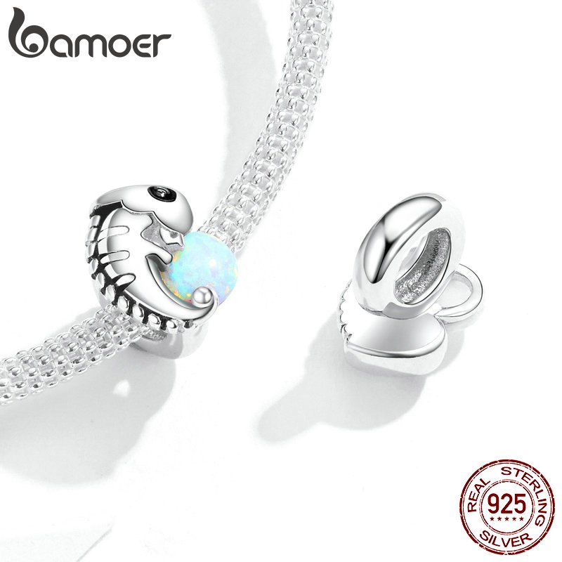 Hạt charm BAMOER bạc 925 nhiều kiểu tuỳ chọn để làm vòng đeo tay thời trang