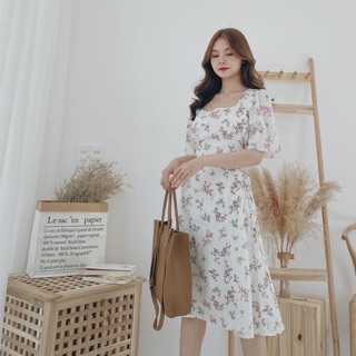 Váy hoa nhí cổ vuông - váy Maya
