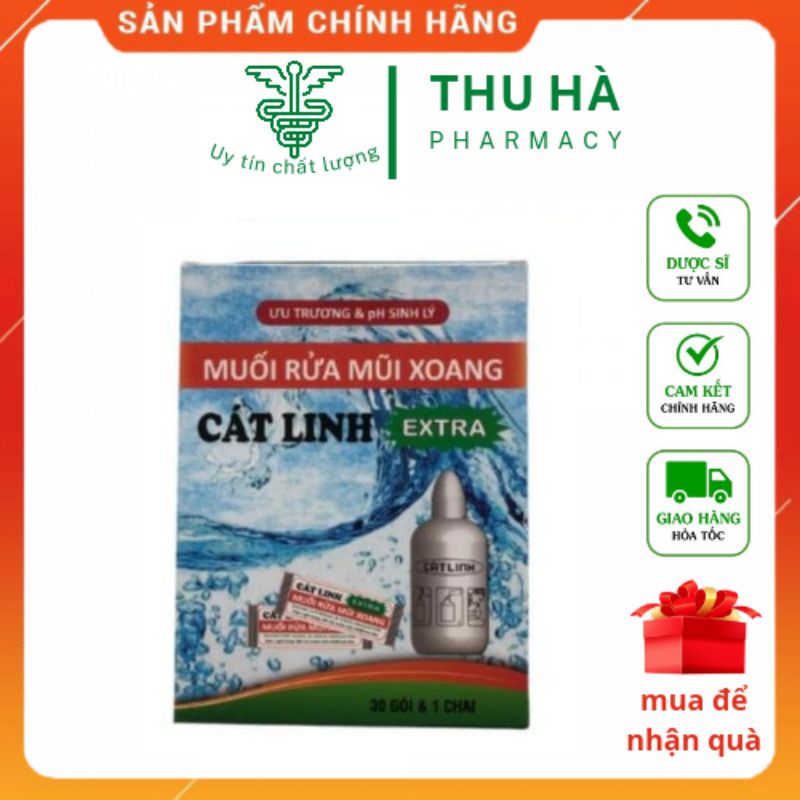 Bình rửa mũi Cát Linh extra hộp 1 bình + 30 gói muối