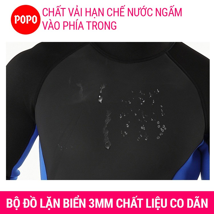 Bộ đồ lặn biển liền thân quần áo lặn cho nam dày 3mm POPO cho thợ lặn, áo lặn biển tay dài, ngắn tay giữ nhiệt