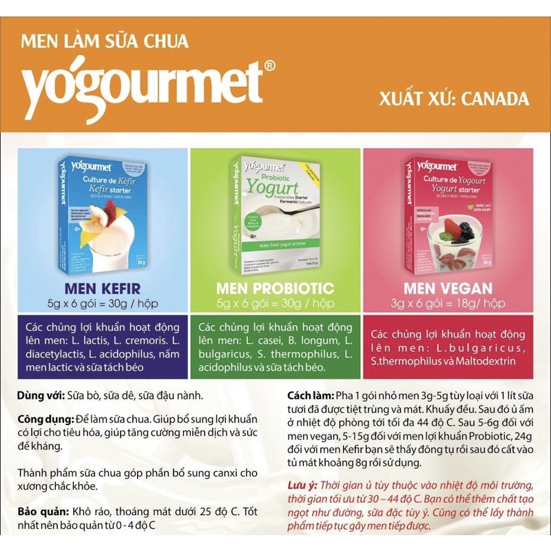 MEN LÀM SỮA CHUA KEFIR (có gói lẻ 3g)