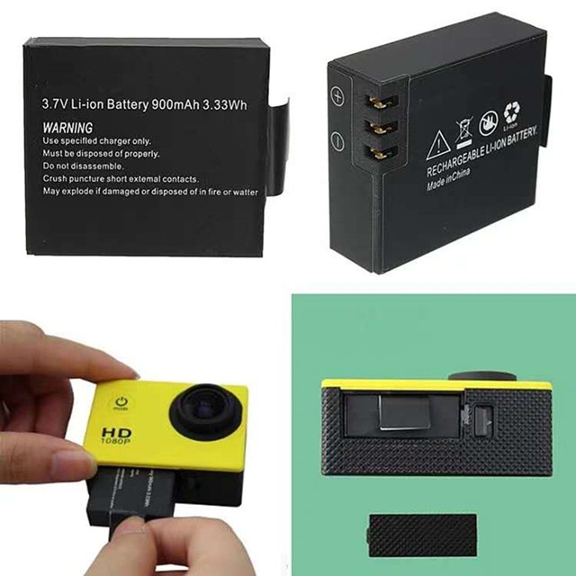 Pin camera hành trình Eken H9r, SJCAM 4000, Amkov, Camera 4k dung lượng 900mAh, 1350mAh và dock sạc đôi