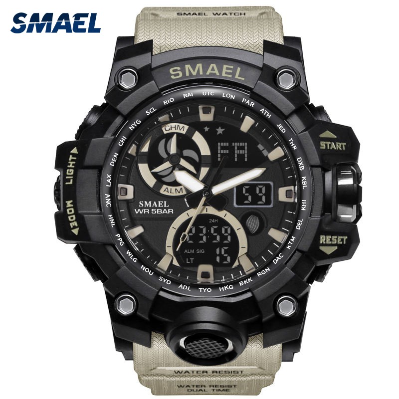 Đồng hồ nam SMAEL 1545C dáng thể thao thời trang, cá tính, có chống nước màu Đen