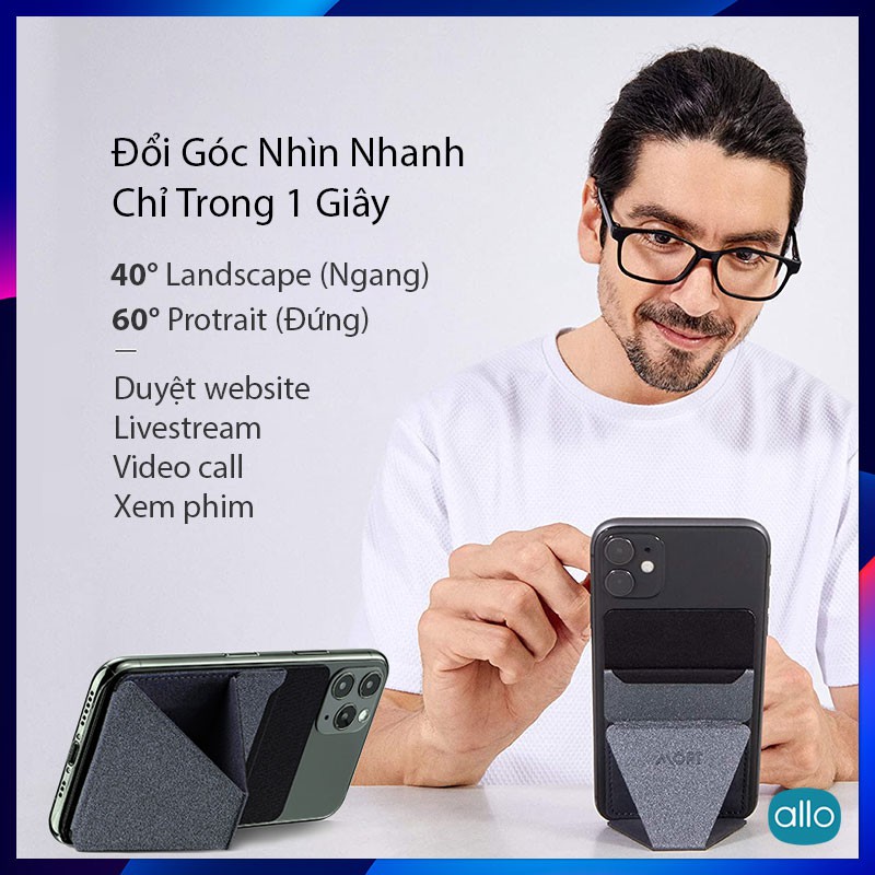 Giá Đỡ Điện Thoại Moft X Phone Stand Navi Blue, Tích Hợp Ví Để Thẻ, Siêu Mỏng Đa Năng, Phiên Bản Dán Keo (Adhesive)