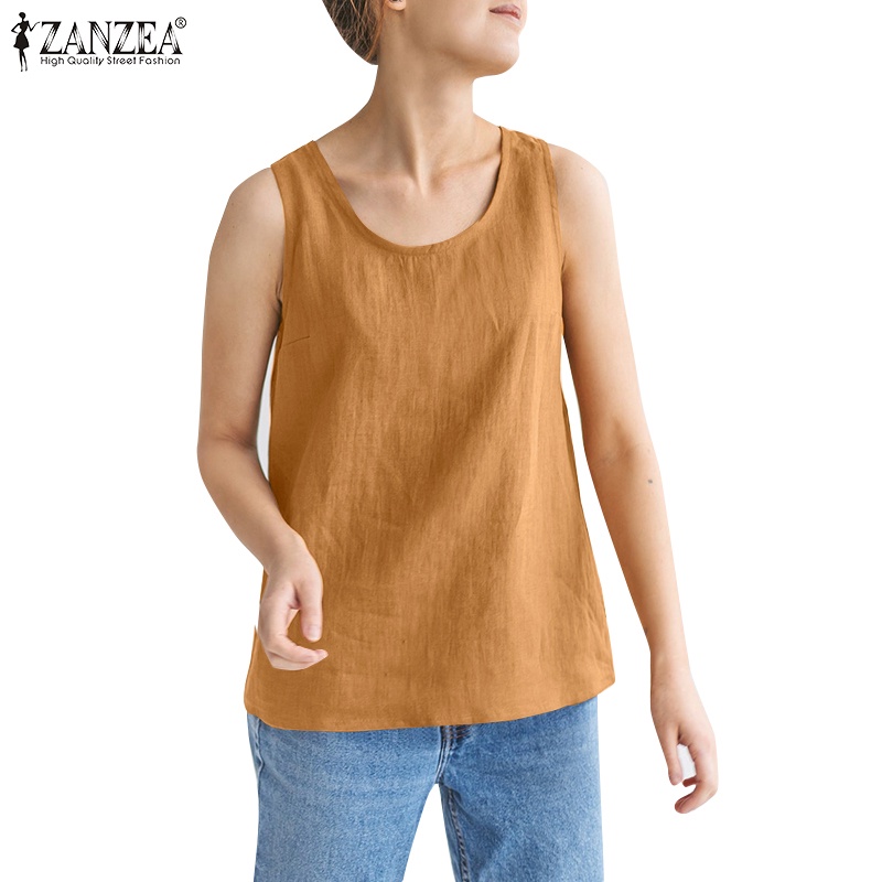 Zanzea Áo Hai Dây Cổ Tròn Màu Trơn Thoải Mái Thời Trang Cho Nữ