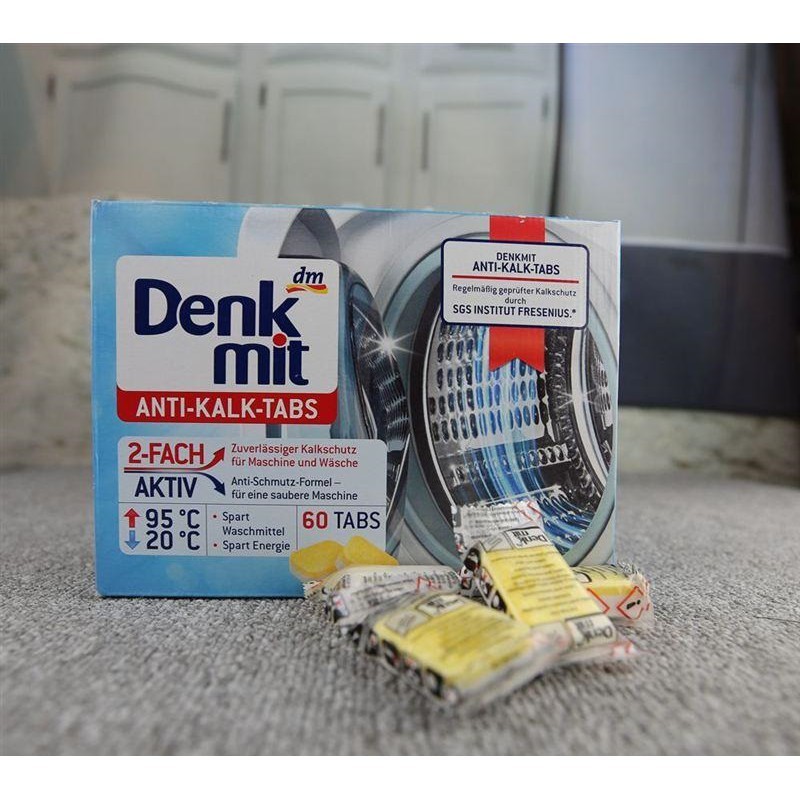 Tẩy lồng giặt Denkmit Đức , hộp 60 viên vệ sinh máy giặt