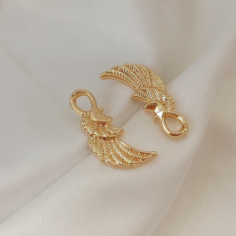 Đôi Cánh Thiên Thần Mạ Vàng 14k Dày 25 * 10mm Làm Trang Sức Thủ Công
