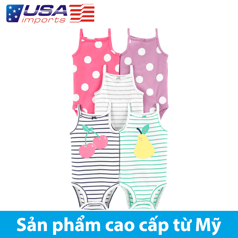 Set 5 bodysuit sát nách 2 dây hoạ tiết Car-tờ Auth Từ Mỹ (1K445110)