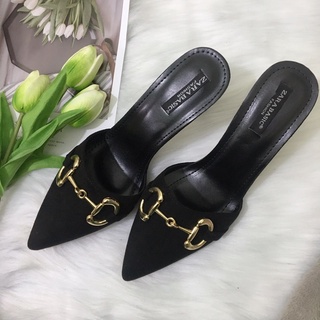 Sandal / sục bít mũi chất da lộn gót nhọn 7 phân Mã S09