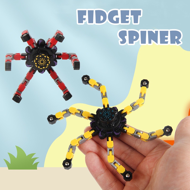Spiner robot kim loại 6 cánh cao cấp có thể gấp gọn ANDYKIDS Fidget spiner đồ chơi xả stress văn phòng