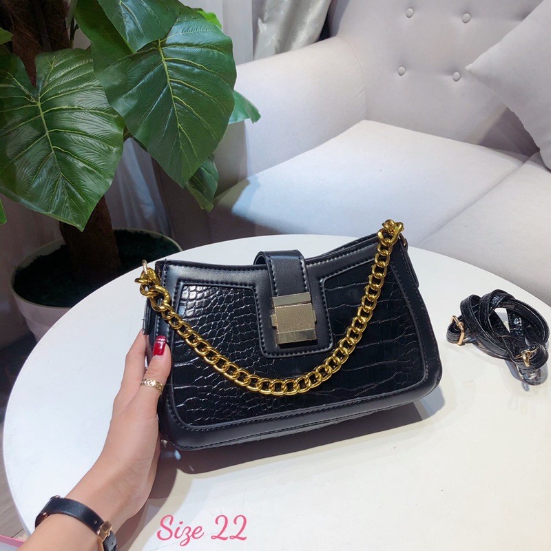 Túi kẹp nách khóa vuông van da rắn cao cấp, túi đeo chéo nữ thời trang hàn quốc mẫu đẹp giá rẻ bán chạy 2021 | BigBuy360 - bigbuy360.vn