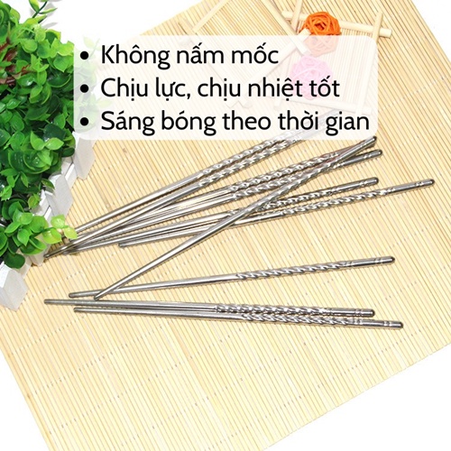 [SALE] Đũa ăn inox ♨️ Đũa inox ăn cơm cao cấp chống trượt chống mốc không gỉ chịu nhiệt dễ vệ sinh bền đẹp giá rẻ