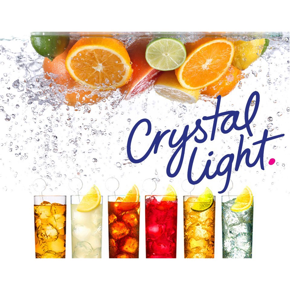 Combo 6 Gói To Bột Pha 2L Nước Trái Cây Không Đường Giải Khát CRYSTAL LIGHT DAS/LOWCARB