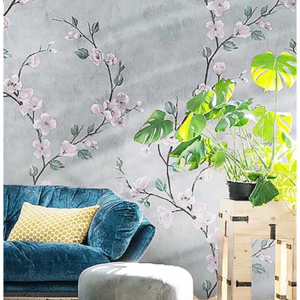 Decal giấy dán tường NHÀNH HOA CỔ ĐIỂN ĐẬM khổ 45cm keo sẵn