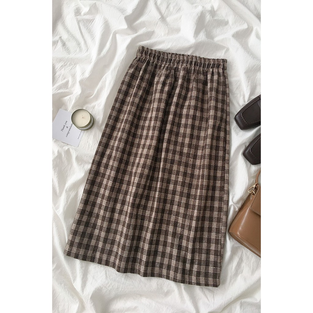 Chân váy retro dạ caro