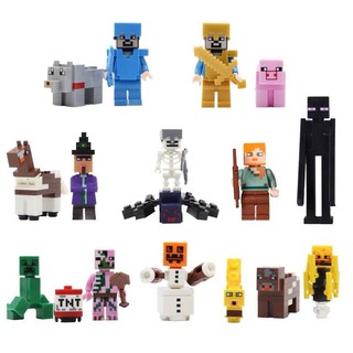 Tương thích với Lego Minecraft HIM minifigure entity 303 trọn bộ kim cương Steve lắp ráp đồ chơi khối xây dựng