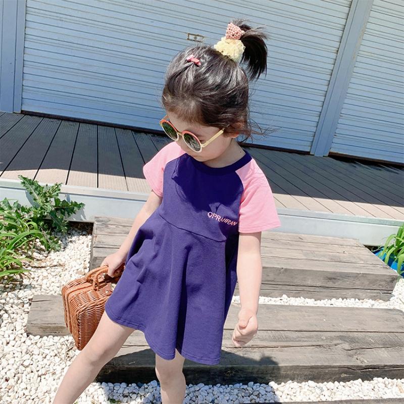 Đầm Tay Ngắn Xếp Li Cho Bé Gái